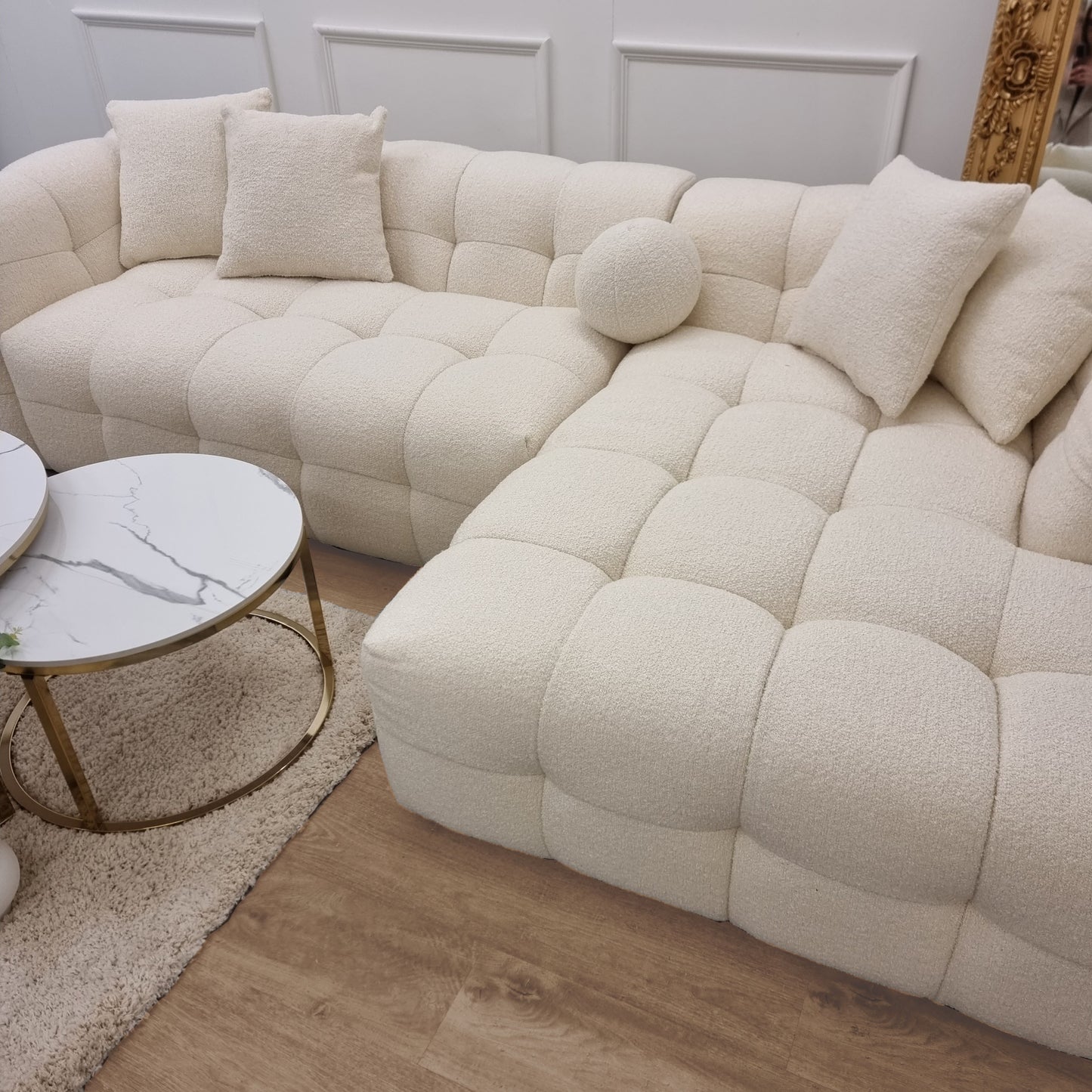 Ivory Boucle Bubble Corner Sofa