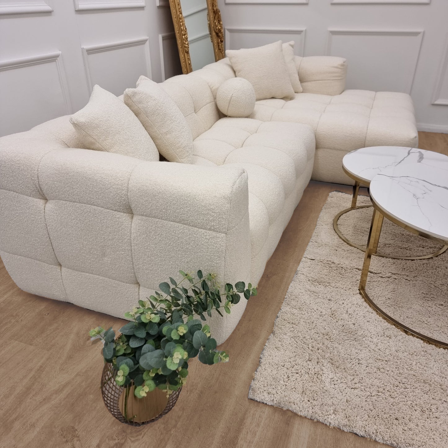 Ivory Boucle Bubble Corner Sofa