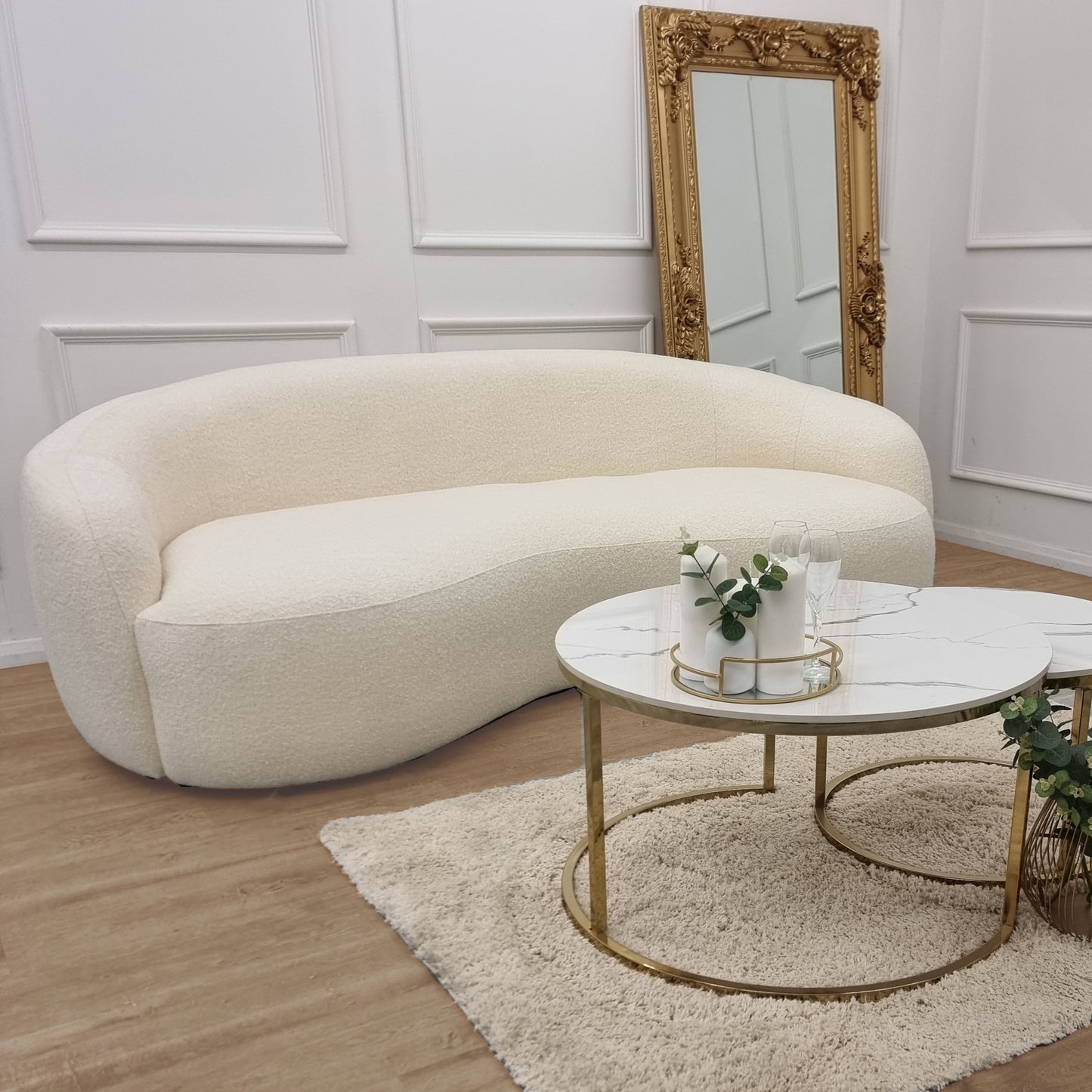 Ivory Boucle Sofa