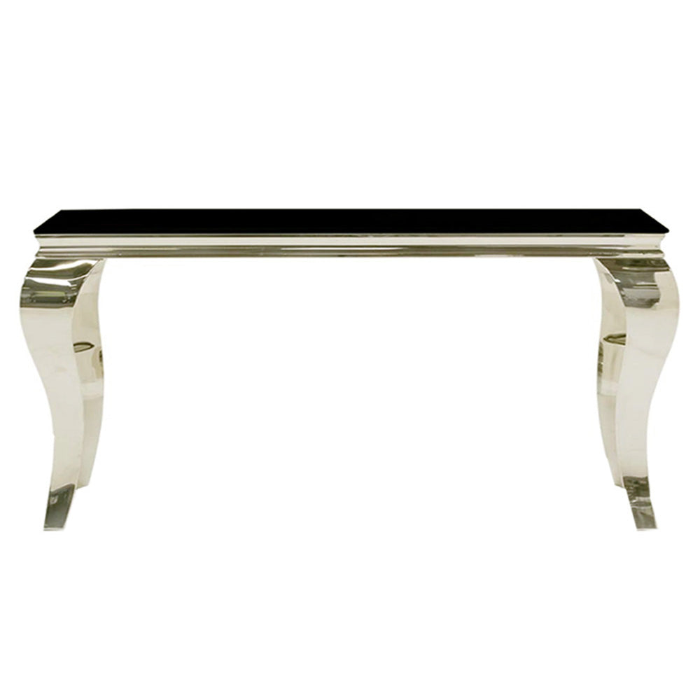 Louis Chrome Console Table with Glass Top