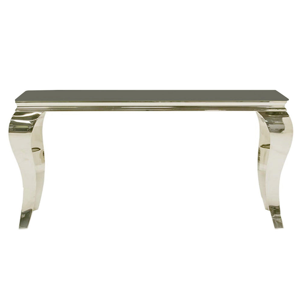 Louis Chrome Console Table with Glass Top