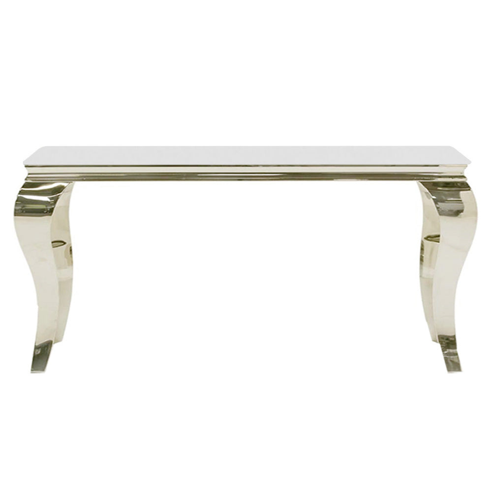 Louis Chrome Console Table with Glass Top