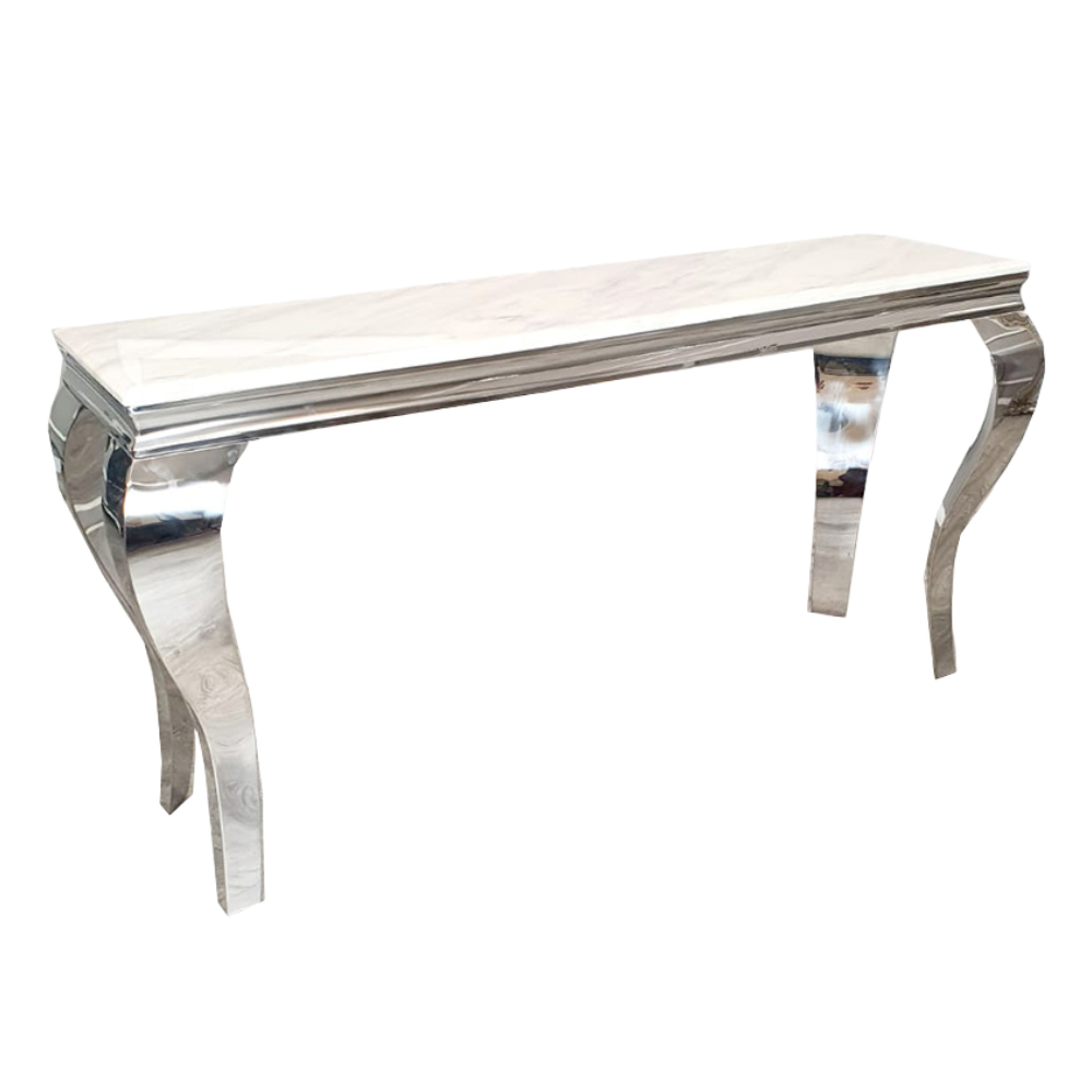 Louis Chrome Console Table with Glass Top