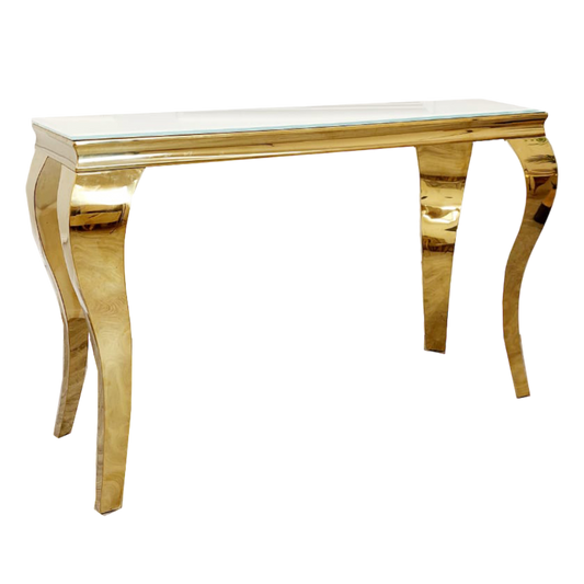 Louis Gold Console Table with Glass Top