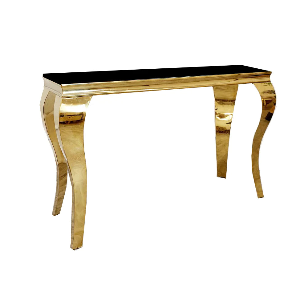 Louis Gold Console Table with Glass Top