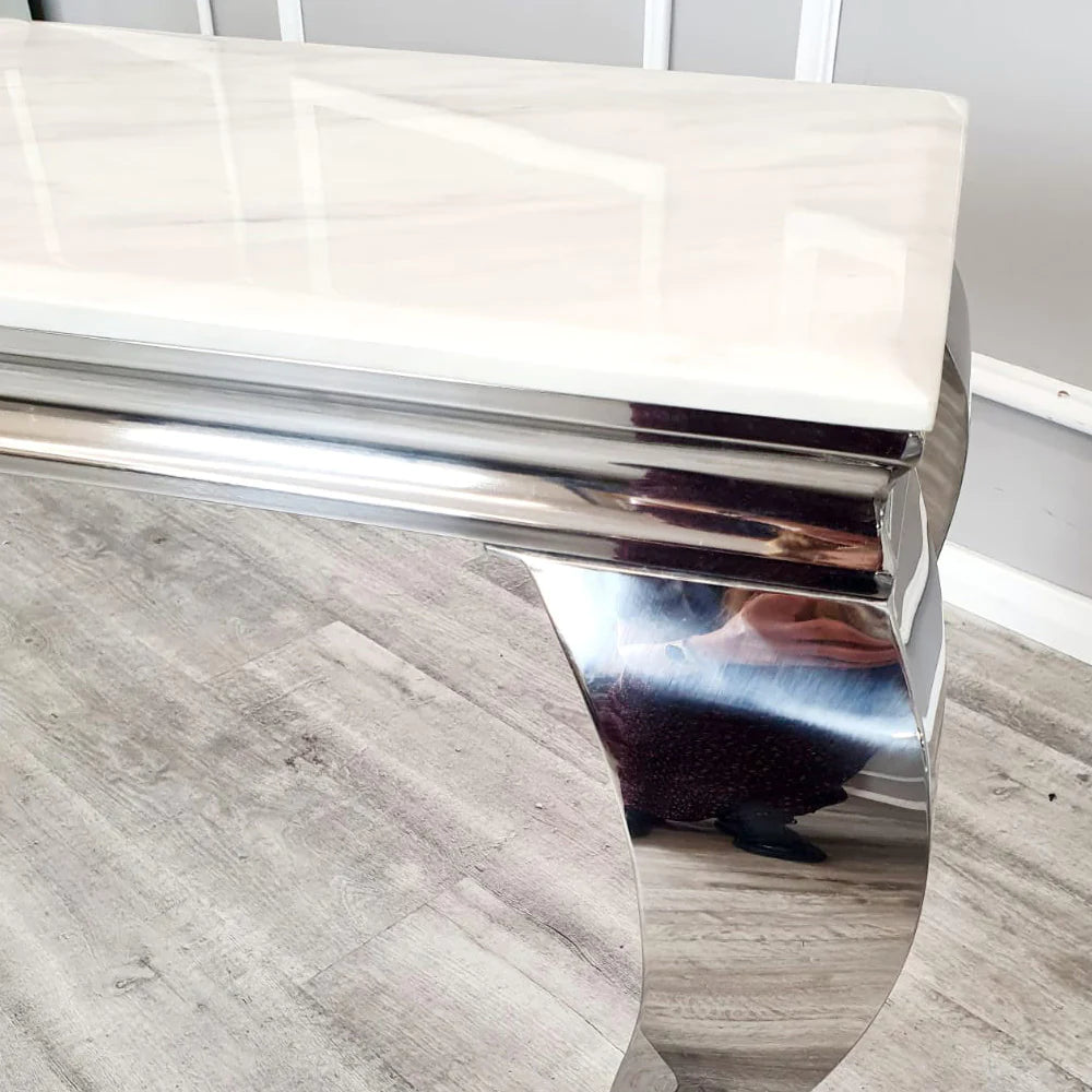 Louis Chrome Console Table with Stone Top