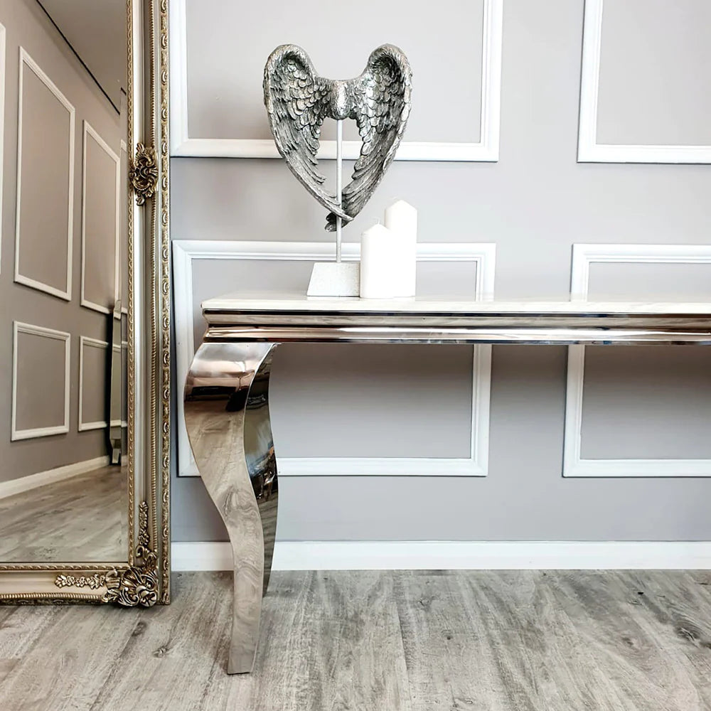 Louis Chrome Console Table with Stone Top