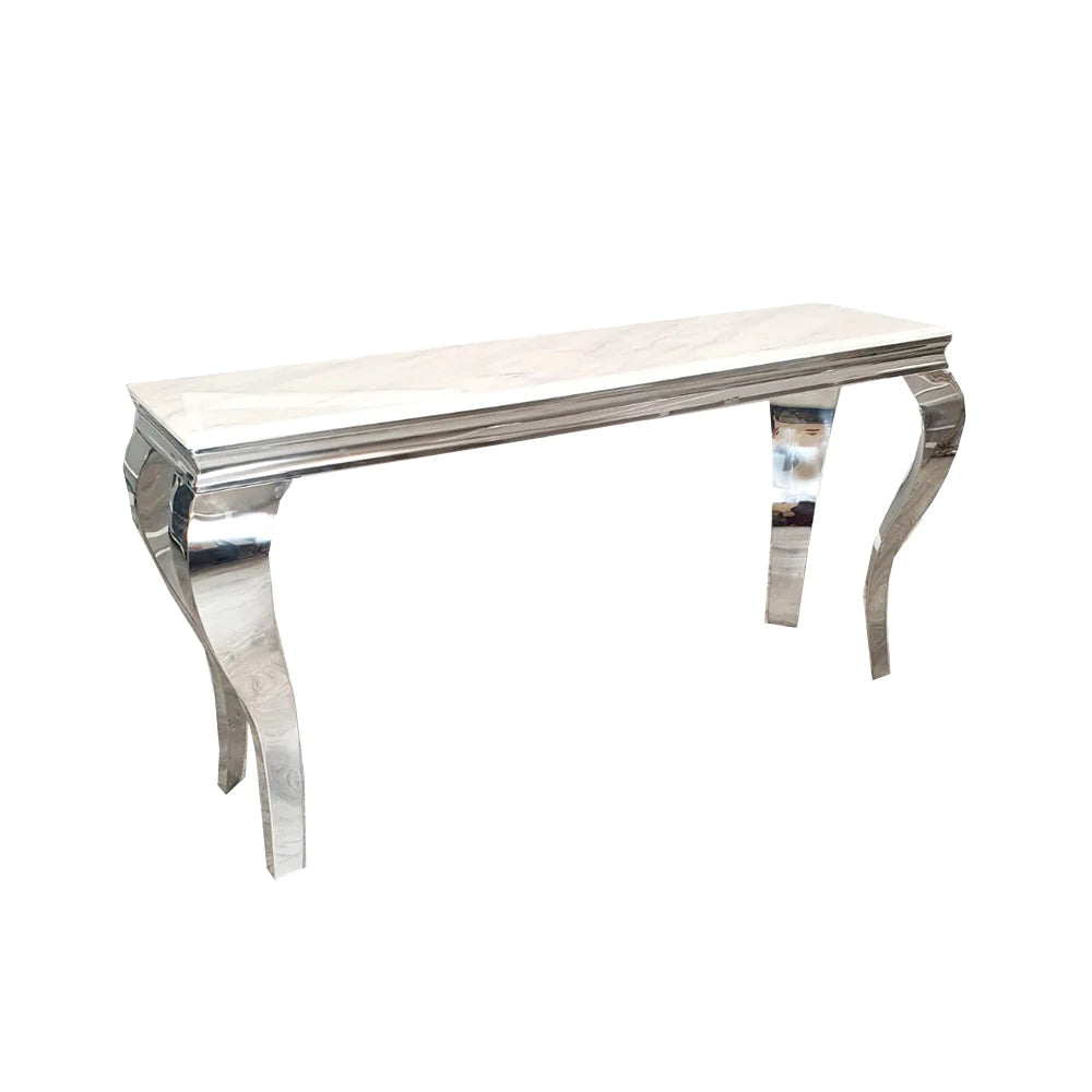 Louis Chrome Console Table with Stone Top