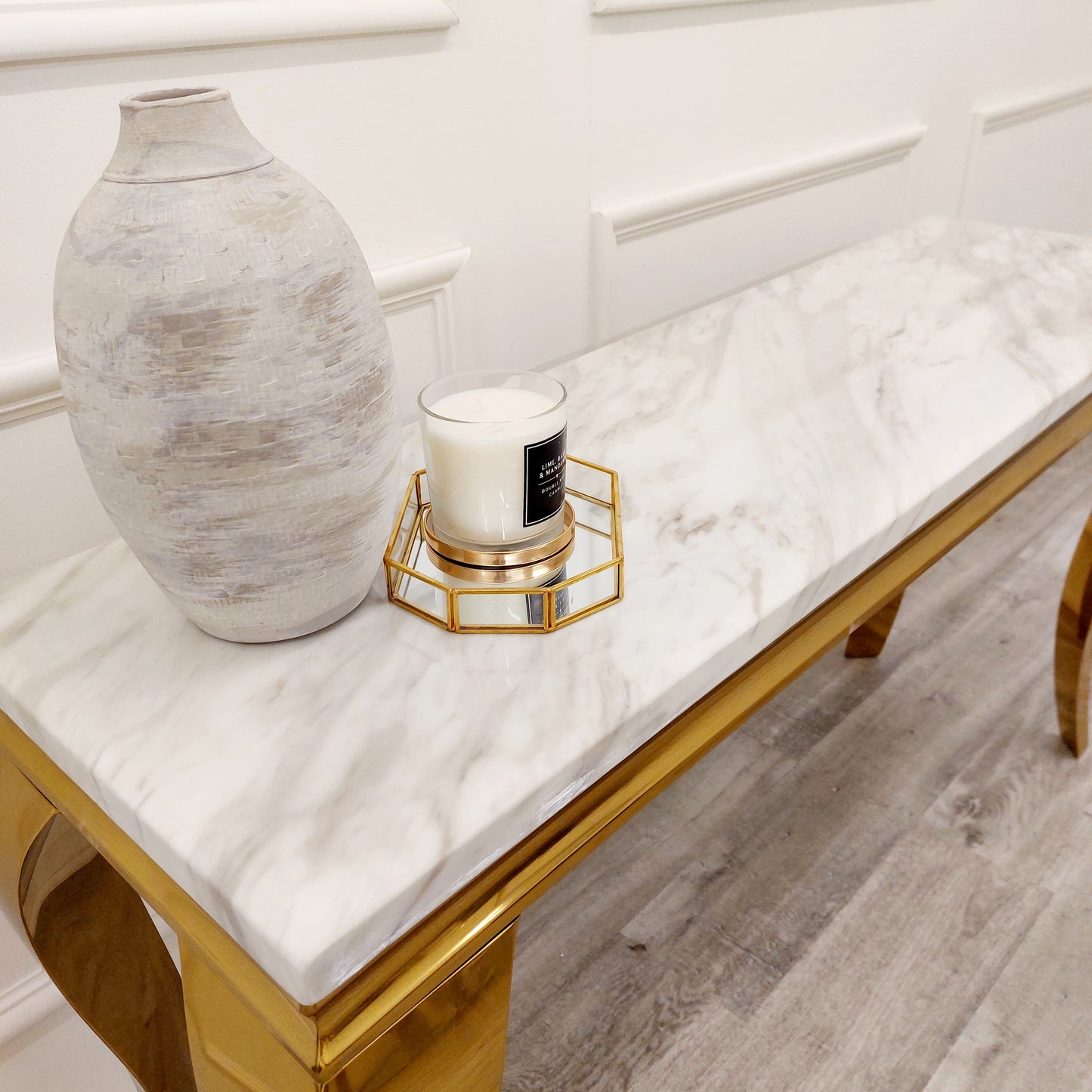 Louis Gold Console Table with Stone top