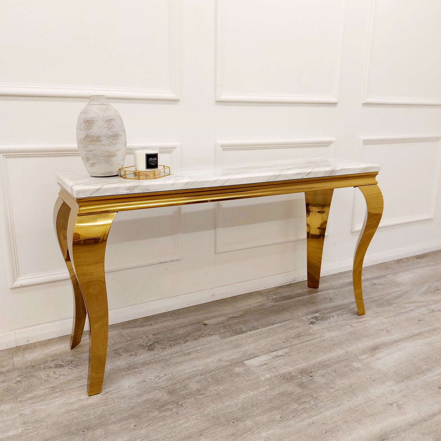 Louis Gold Console Table with Stone top