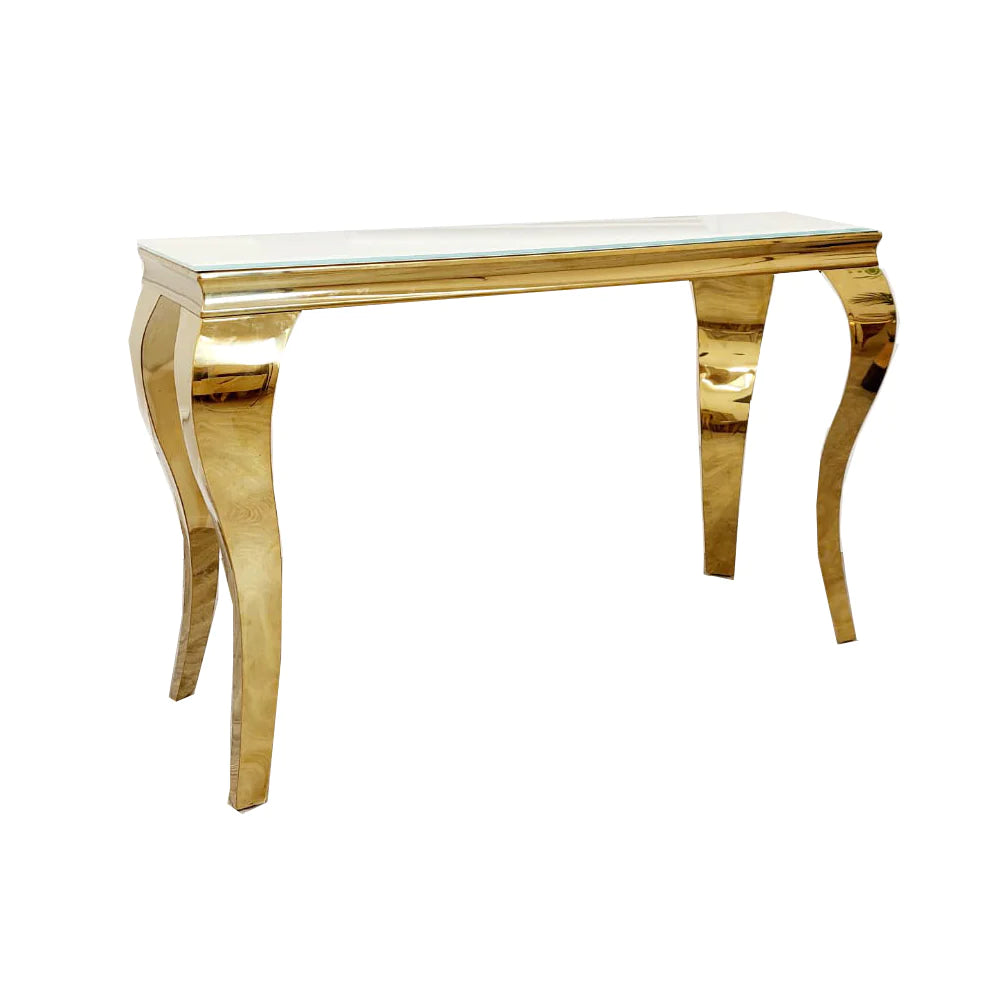 Louis Gold Console Table with Glass Top