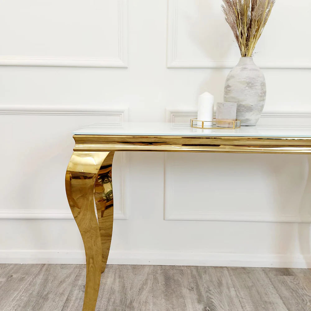 Louis Gold Console Table with Glass Top